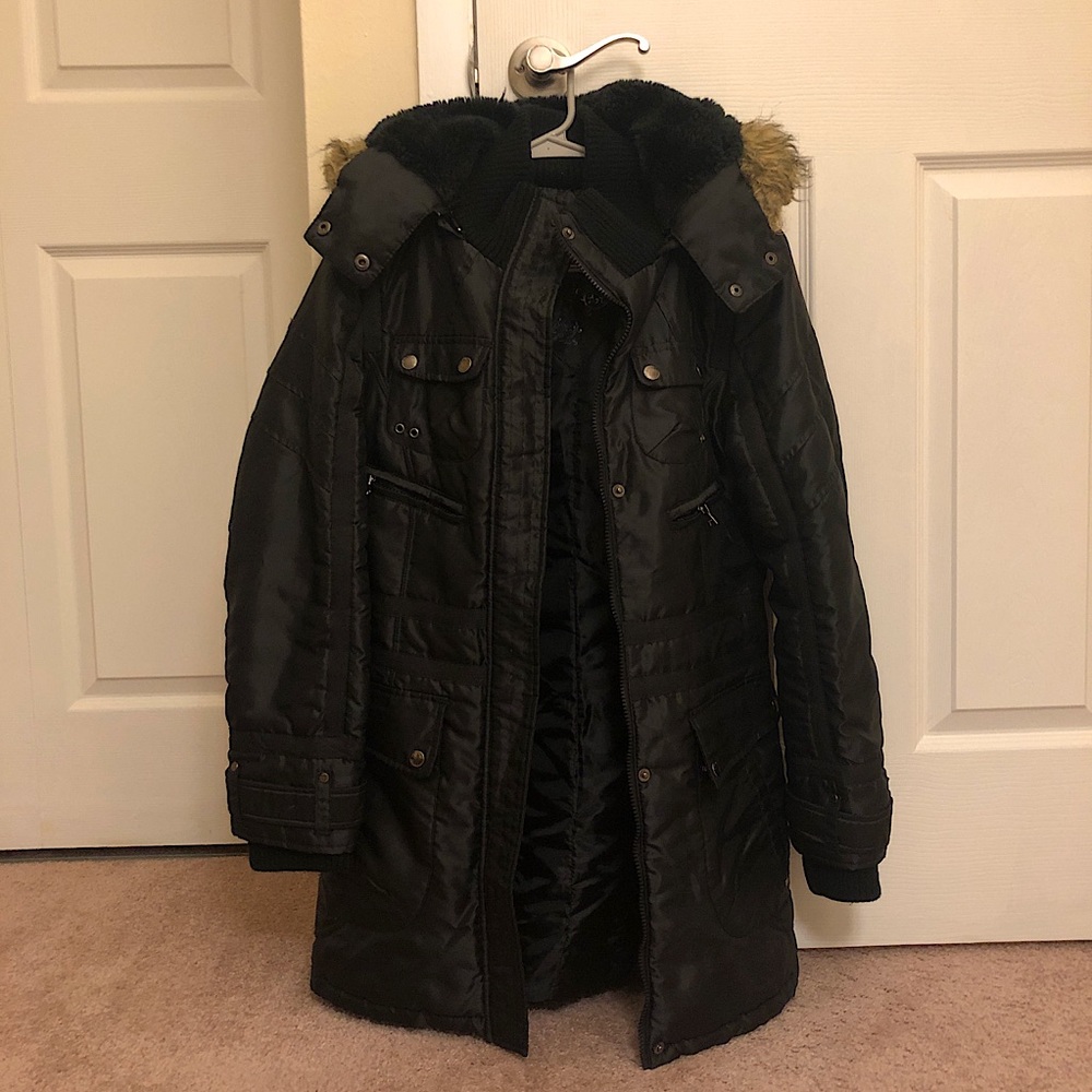 Winter Parka Coat Jacket with Detachable Fur Hoodie